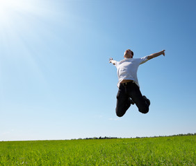 Poster - jumping happy young man