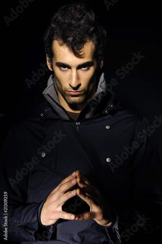 Artistic Dark Portrait Of Handsome Man With Blue Eyes Buy This