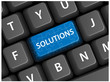 © Web Buttons Inc - 'SOLUTIONS' key on keyboard (business puzzle vector)