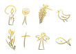 Goldene Symbole für Religion, Feste, Feiertage, ...