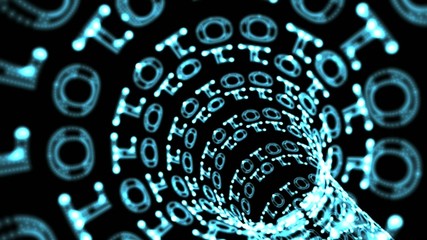 Blue binary tunnel that suggests computer data flow