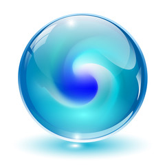 3D crystal, glass sphere vector.