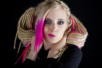 Wall Mural - portrait of young woman with dreadlocks