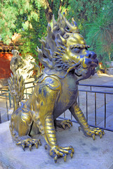 Poster - Beijing Forbidden city ancient bronze lion.