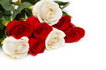 Red And White Roses Isolated On White