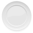 Empty white dinner plate isolated on white.