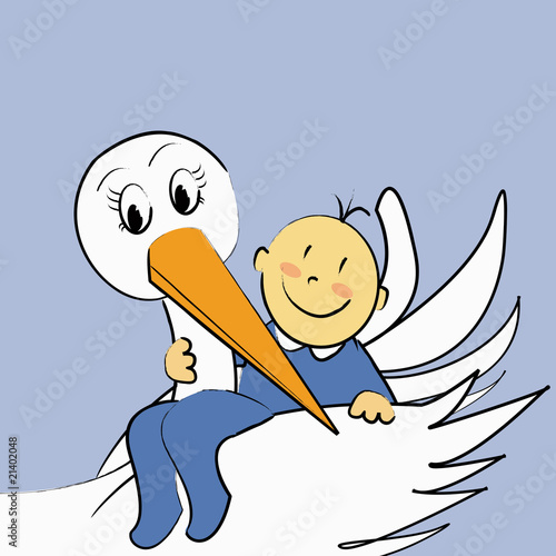 Bebe Garcon Cigogne Bleu Stock Illustration Adobe Stock