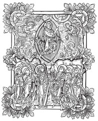 antique religious book engraving (vector)