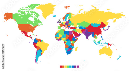 Obraz w ramie Worldmap in rainbow colors