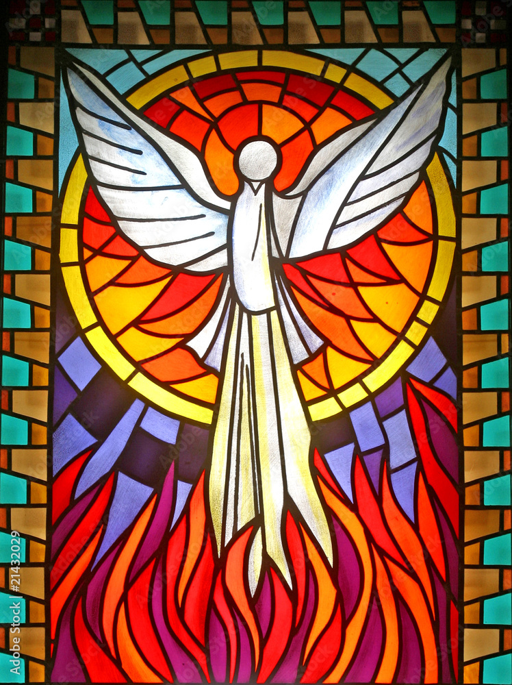 Holy Spirit, stained glass - obrazy, fototapety, plakaty 