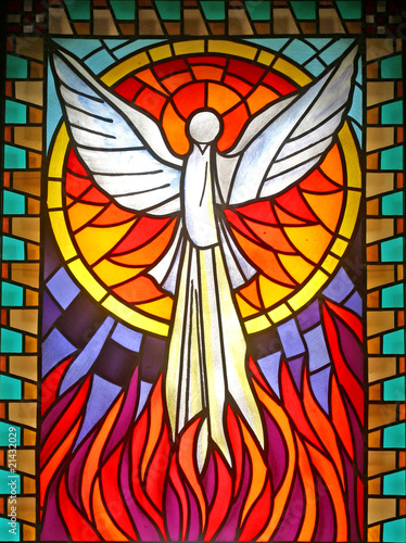 Naklejka - mata magnetyczna na lodówkę Holy Spirit, stained glass