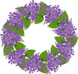 Wall Mural - Vector wreath of twigs of lilac