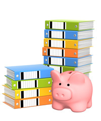 Wall Mural - Piggy bank and folders