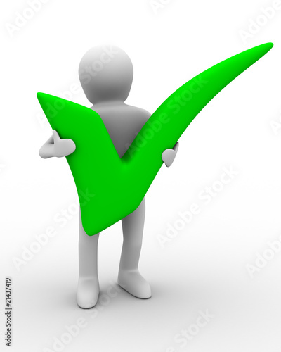 human with big positive symbol. Isolated 3D image