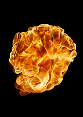  Fire isolated on a black background.