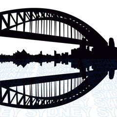 Wall Mural - Sydney Harbour Bridge with text outline foreground