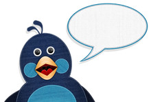 Blue Fabrib Bird And Speech Bubble