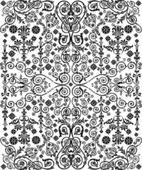 Wall Mural - symmetrical black curled decorated pattern