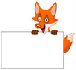 Cute fox holding a blank sign