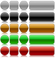 Metallic embossed blank buttons vector set.