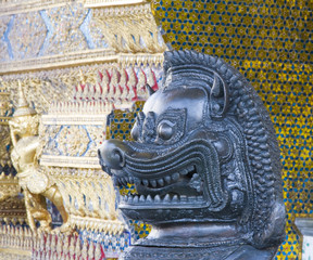 Thai Oriental Lion in the Grand palace area in Bangkok, Thailand