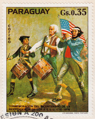 Canvas Print - stamp shows American revolution