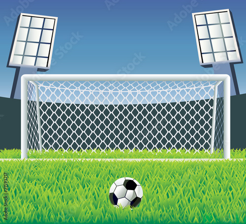 Foto-Fahne - Soccer detailed goal and field. Vector illustration. (von artist leo)