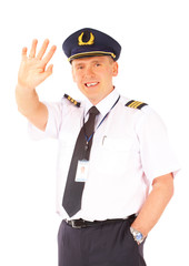 Wall Mural - Airline pilot waving