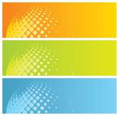 Wall Mural - modern, colorful banners (headers) with mosaic globe