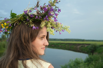 girl  in flower chaplet