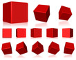 vector red 3d cubes