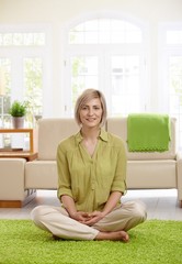 Poster - Woman on living room floor