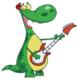 Fototapeta Dinusie - Dinosaur plays a guitar