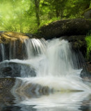 Fototapeta Krajobraz - brook with big stones and waterfall