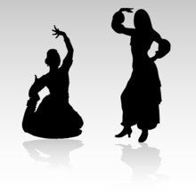 Indian Woman Dancing Vector Silhouettes