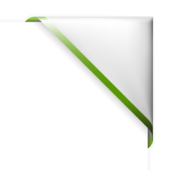 Wall Mural - White corner ribbon with green  border