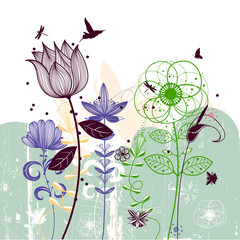 Wall Mural - vector flower background