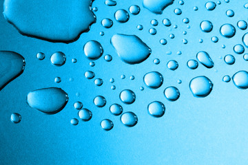 water drops on blue background