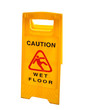 Wet floor sign isolated on white, with clipping path.