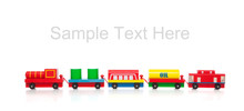 Wooden Toy Train On White With Copy Space