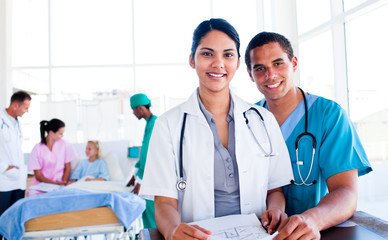 Portrait of an international medical team at work