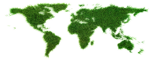 grass in the shape of world map