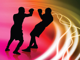 Wall Mural - Boxer on Abstract Liquid Wave Background