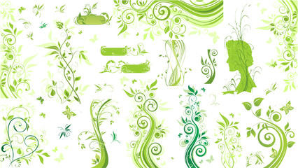 Sticker - Green floral borders