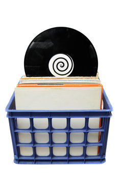 Wall Mural -  - Vinyl LP Record Collection in Crate