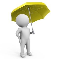 under the umbrella waiting for a good weather - 3d image