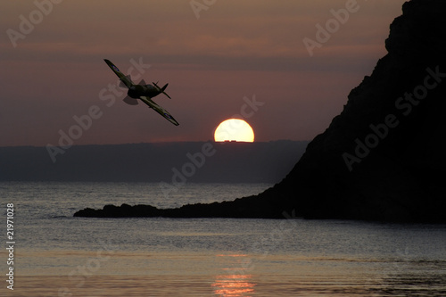 Spitfire above Devon Fototapeta