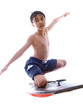 happy boy on boogie board