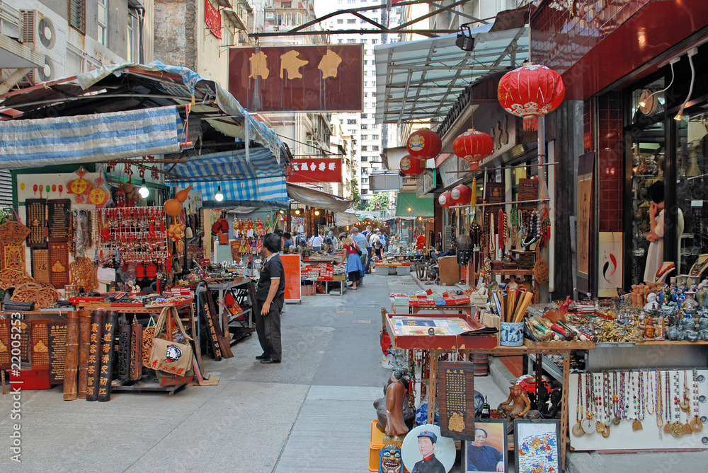 China, Hong Kong antique street market - obrazy, fototapety, plakaty 