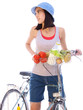 girl on the bicycle with fresh groceries